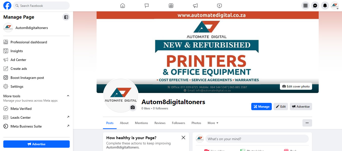 Automate Digital Toners Cartridges, social media management, social media managers, facebook management, near me, johannesburg, pretoria, cape town, south africa