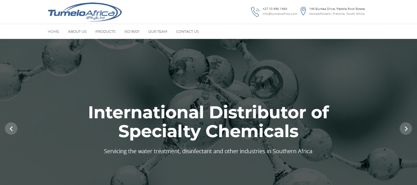 Tumelo Africa, importer specialised website design, website design distributor specialised chemicals, rubber industries website design, adhesives industries website design, polyurethane industries website design