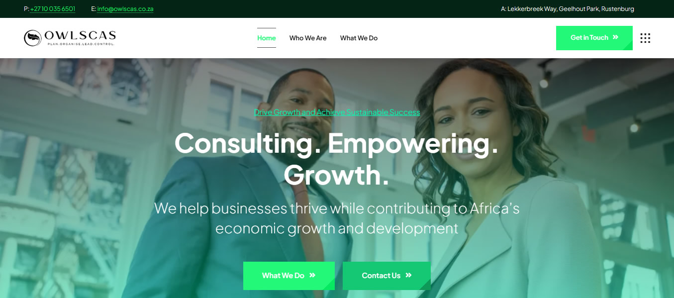 Owlscas, Management Consulting Firm Website, Website for management consultant, web designers for consulting firm, near me, johannesburg, pretoria, south africa